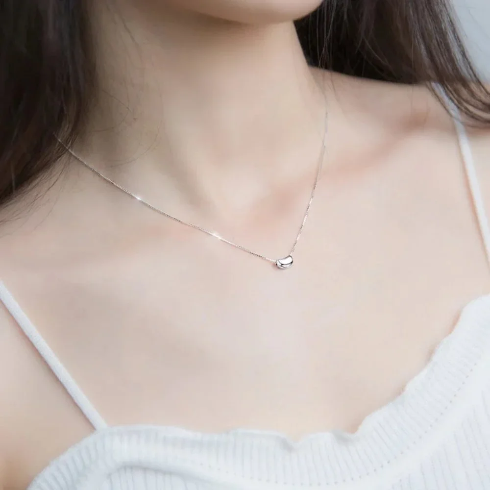 COPY - *NEW 925 Sterling Silver Simple Bean Necklace
